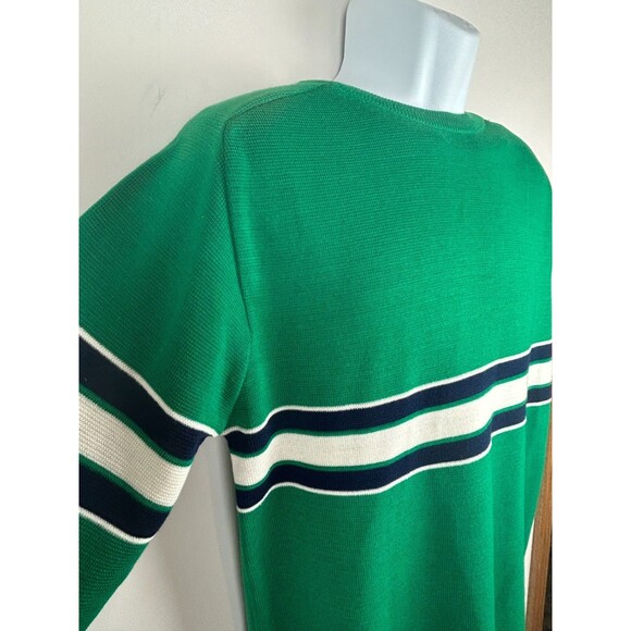 Vintage Christopher Rand Green with White Blue Chest Stripe Pullover Sweater M - Picture 9 of 12
